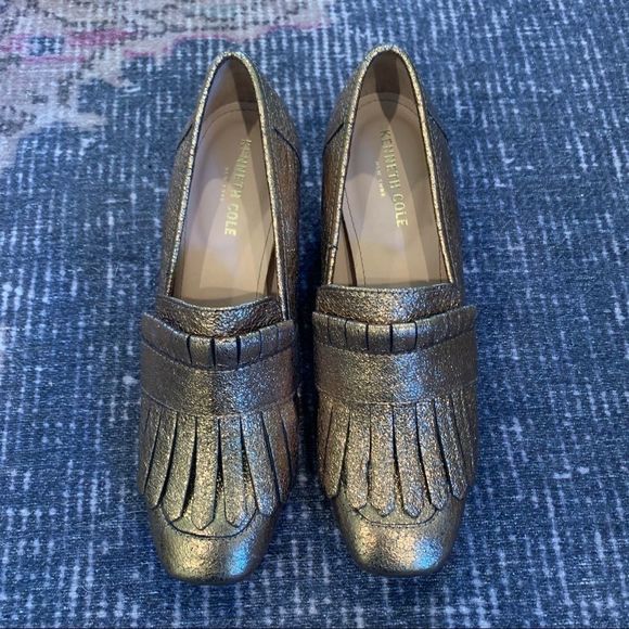 Kenneth Cole Macey gold sparkle loafers 9 - Picture 4 of 15